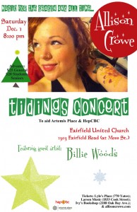 Victoria Tidings Concert Dec. 1, 2012, Victoria BC, benefit HepCBC