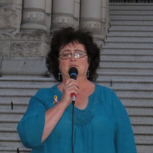 Susan Malloch speaking at World Hepatitis Day 2015 in Victoria, BC