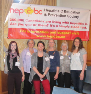 HepCBC Community Project Mgr joins 2 Victoria Cool Aid Society nurses, and 3 HepCBC volunteers for "Hep C Test-In" at BC Legislature, May 25, 2015